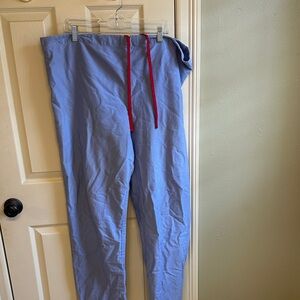 Men's Blue scrub Pants with Red Drawstring